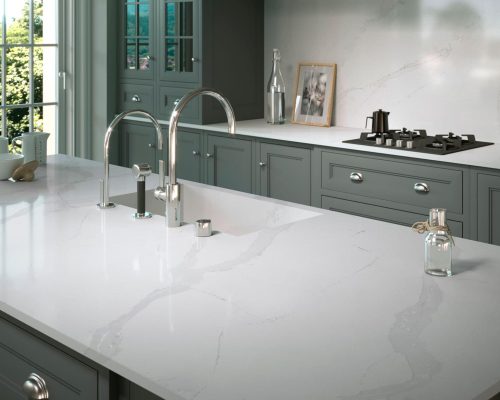 Rendering of a kitchen with Silestone quartz countertops