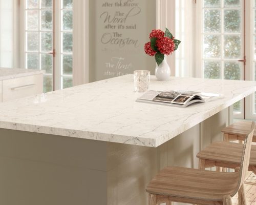 Rendering of a kitchen with Silestone quartz countertops