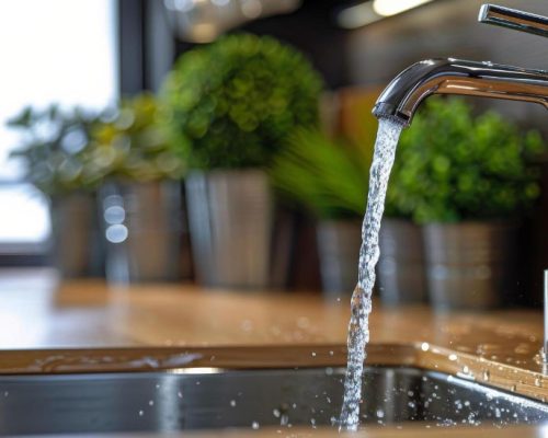 Modern silver kitchen faucet